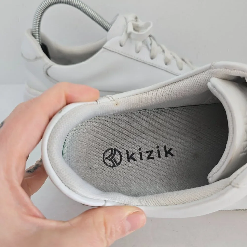 Kizik | Vegas triple white leather sporty slip-on sneakers | WMS 8.5